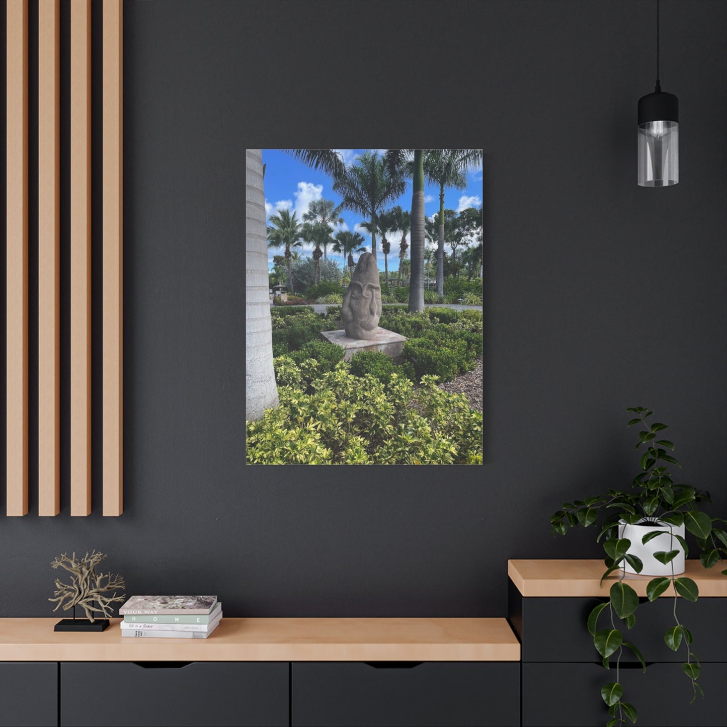 Nature-Inspired Stretched Canvas Art - Tranquil Garden Sculpture