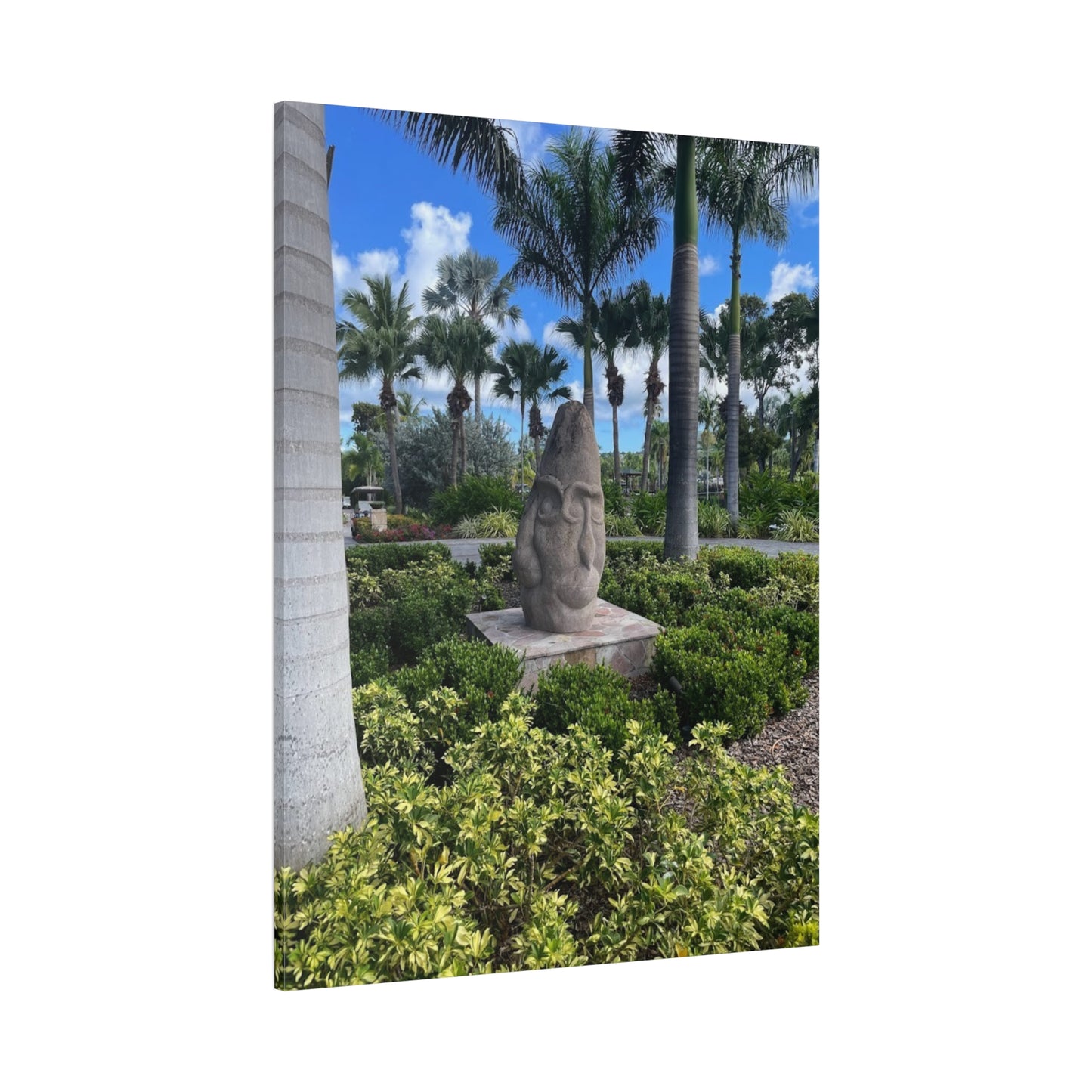 Nature-Inspired Stretched Canvas Art - Tranquil Garden Sculpture