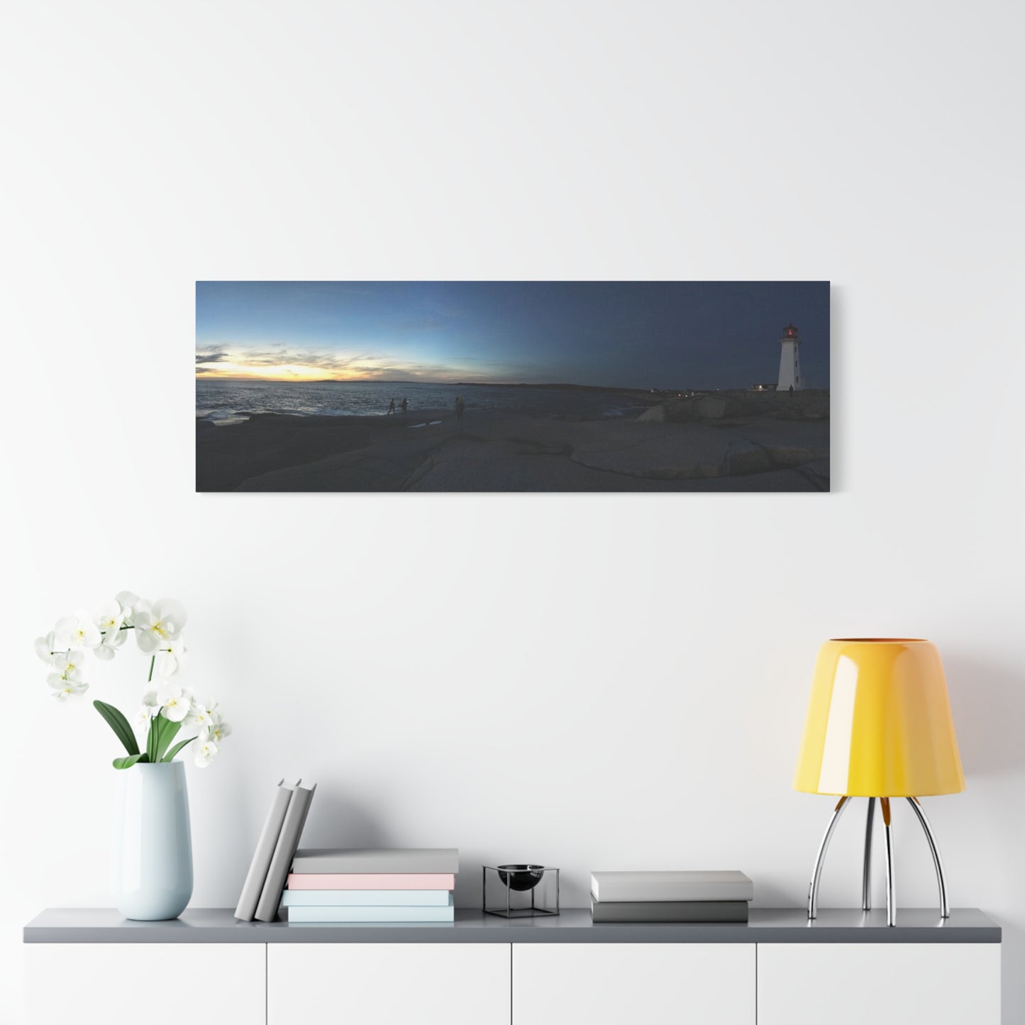 Stretched Canvas Art Print - Scenic Lighthouse Sunset Peggys Cove