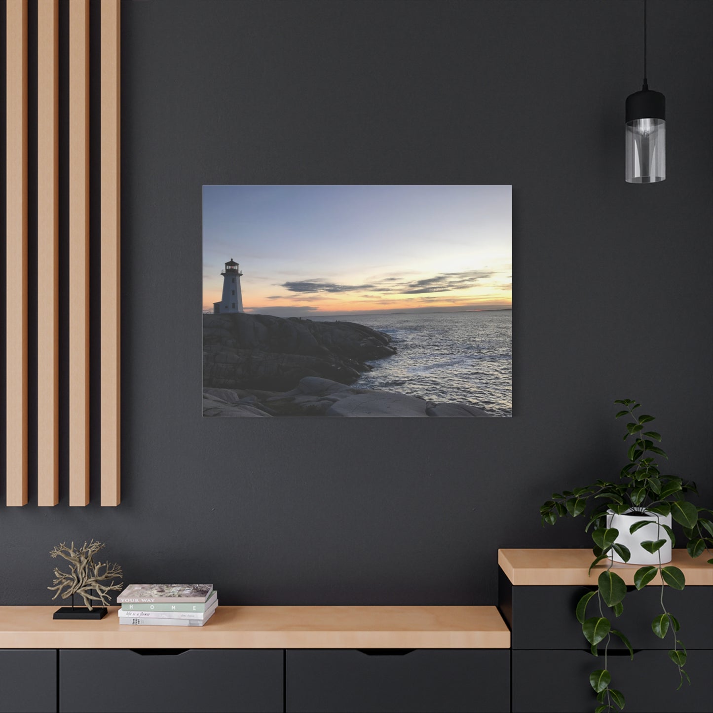 Sunset Lighthouse Canvas Print - Coastal Decor for Beach Lovers Peggys Cove