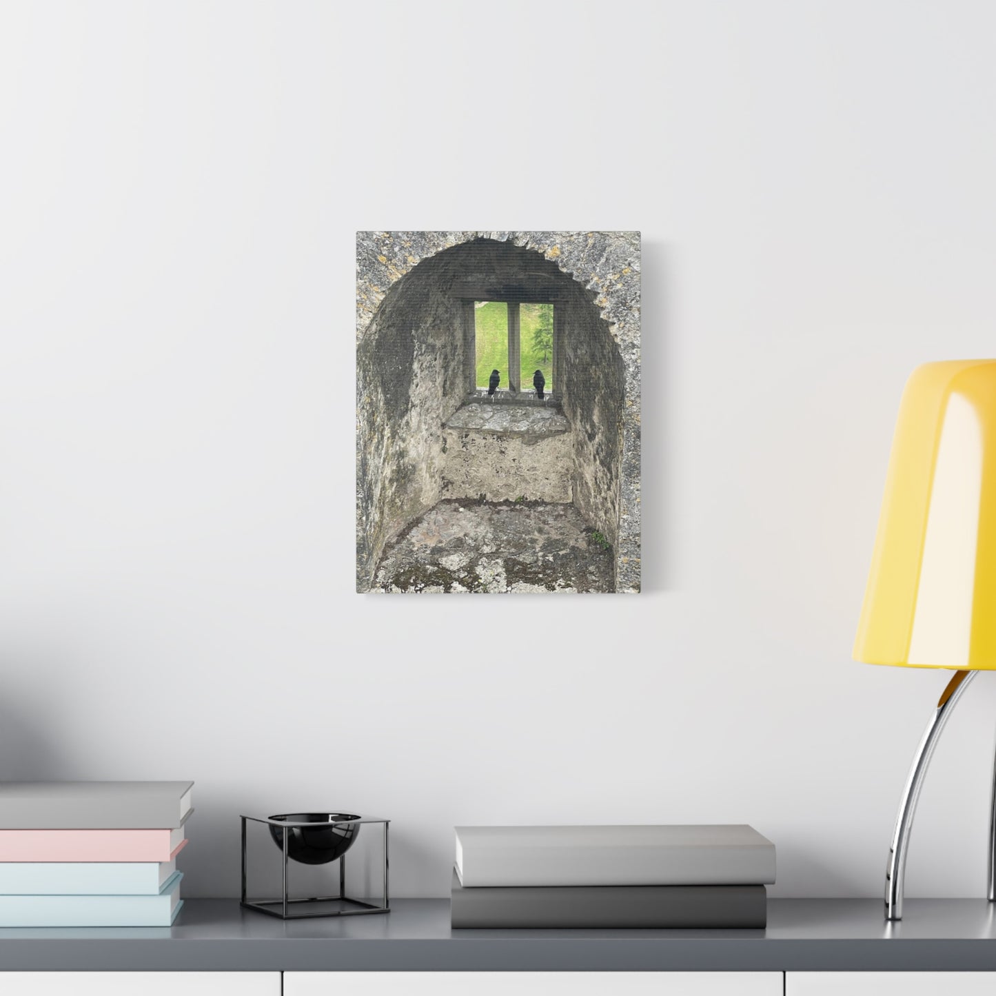 Nature-Inspired Matte Canvas Art - Black Birds by Window - Home Decor