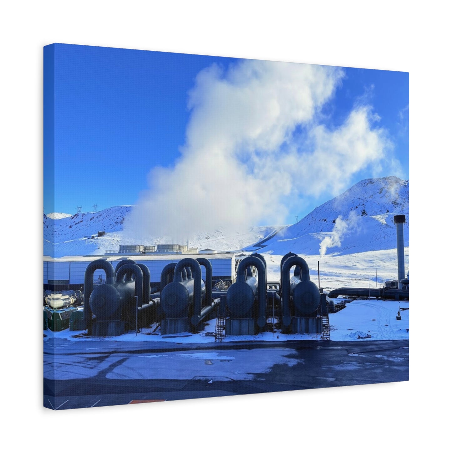 Industrial Landscape Canvas Print - 1.25" Stretched Art Iceland Hydroelectric plant