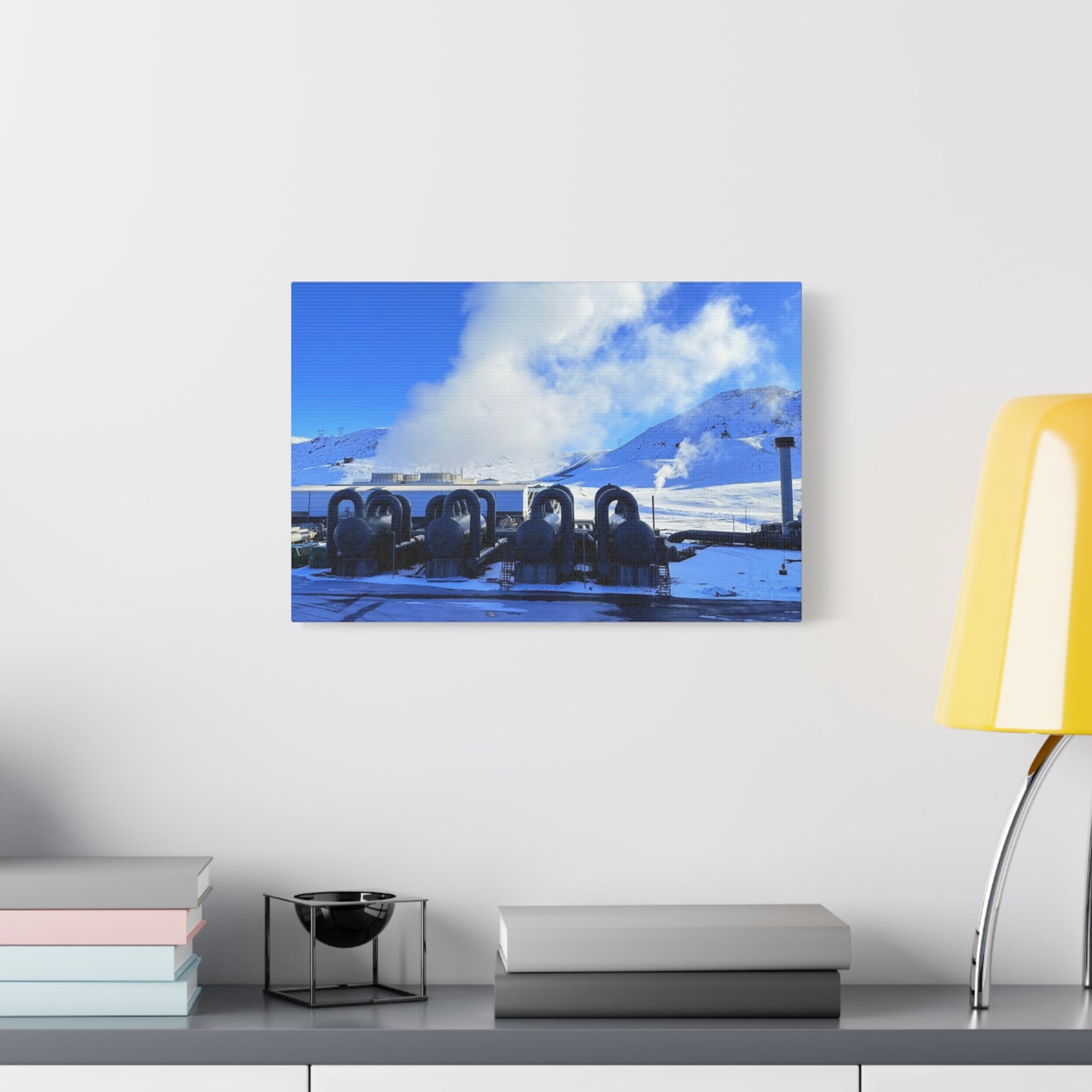 Industrial Landscape Canvas Print - 1.25" Stretched Art Iceland Hydroelectric plant