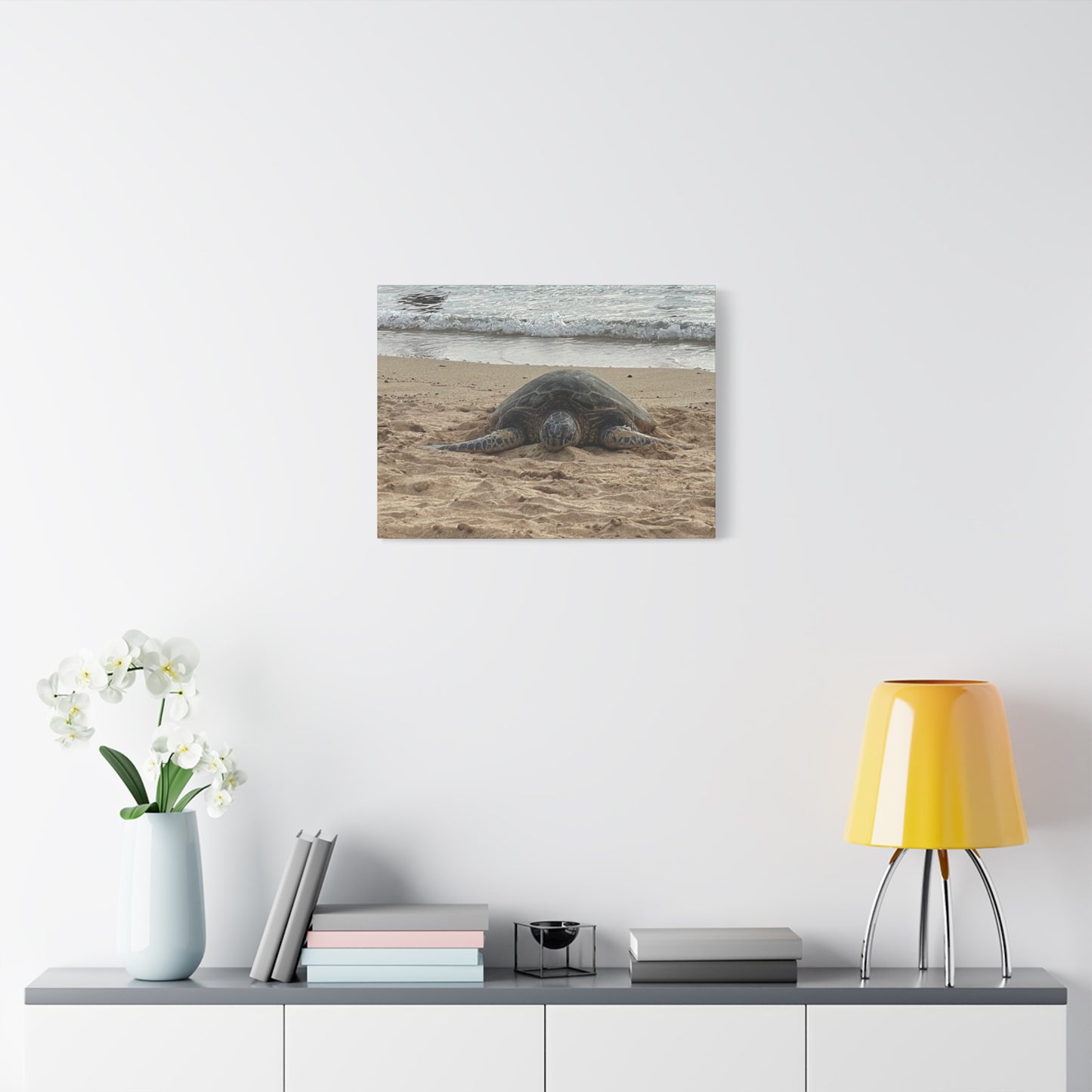Tranquil Turtle Beach Canvas Art - Stretched Matte Print for Coastal Home Decor