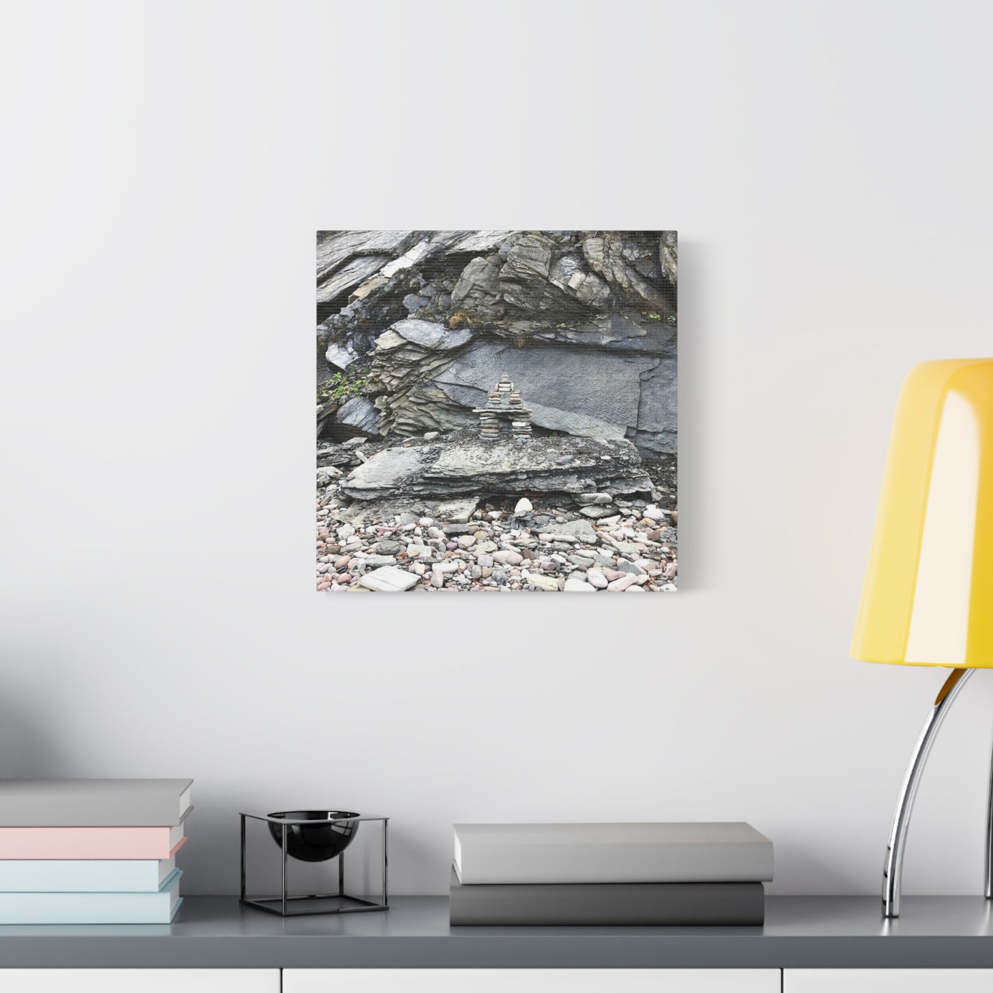 Nature-Inspired Stretched Canvas Art - Tranquil Rock Tower Design