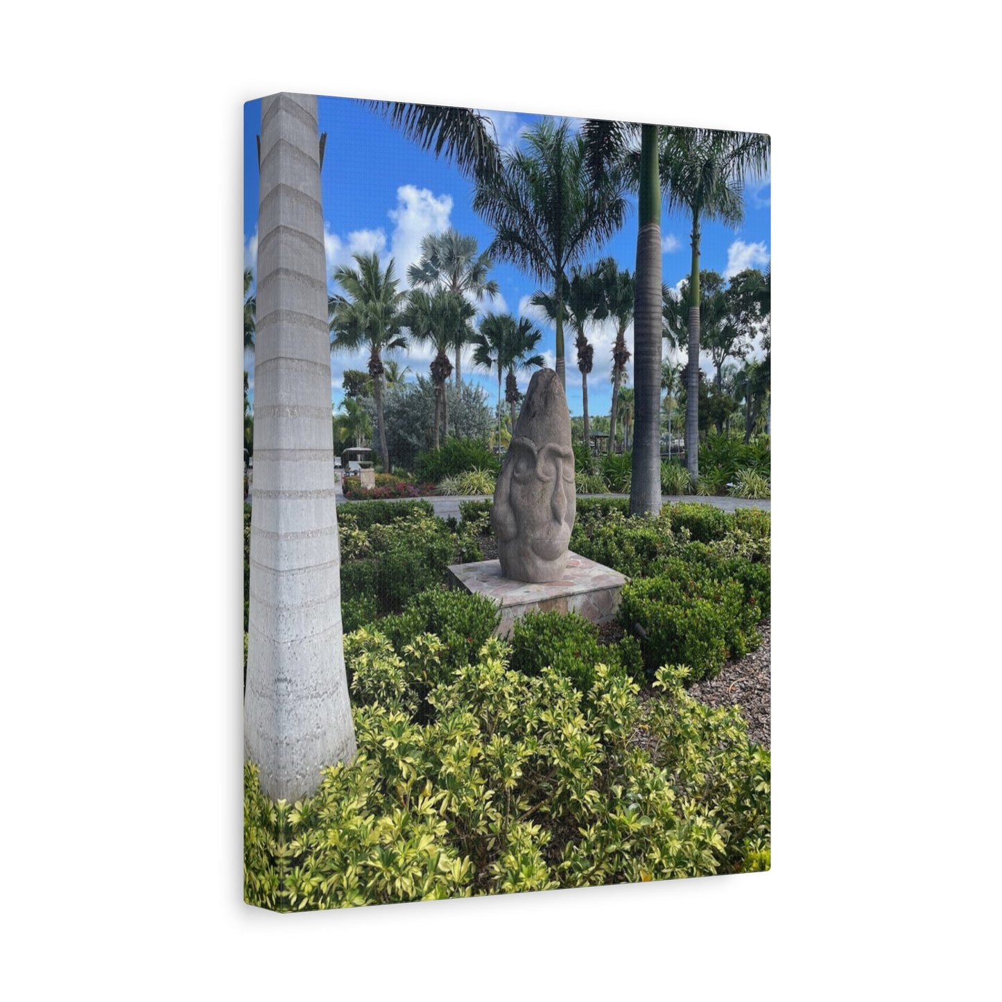 Nature-Inspired Stretched Canvas Art - Tranquil Garden Sculpture