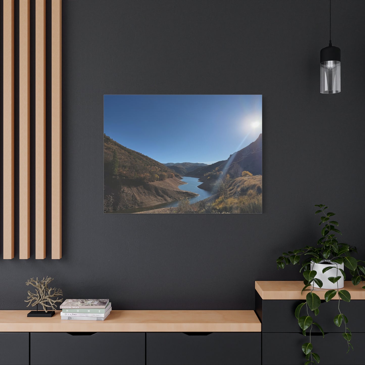 Scenic Landscape Canvas Wall Art – Tranquil Mountain River Design