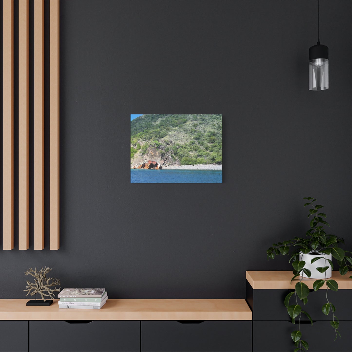 Nature Landscape Canvas Wall Art - Tranquil Seaside View Nevis