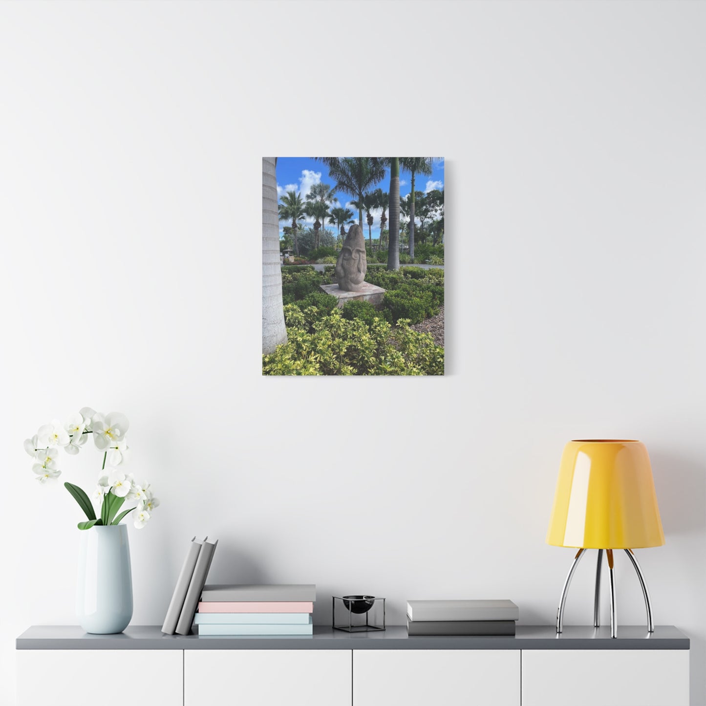 Nature-Inspired Stretched Canvas Art - Tranquil Garden Sculpture
