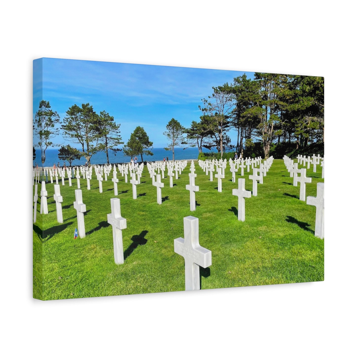 Memorial Canvas Print - Serene Cemetery Scene for Remembrance Normandy American Cemetery