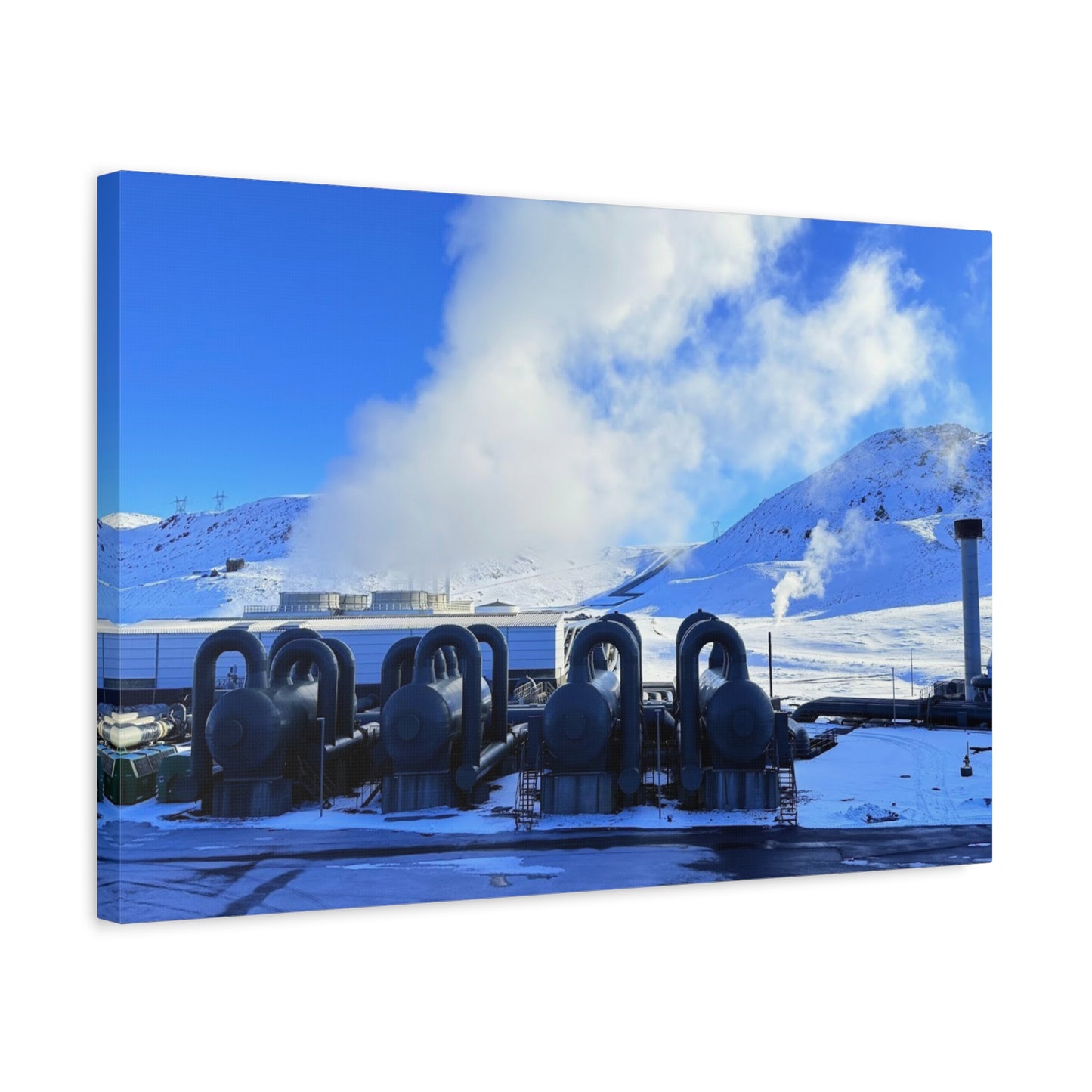 Industrial Landscape Canvas Print - 1.25" Stretched Art Iceland Hydroelectric plant