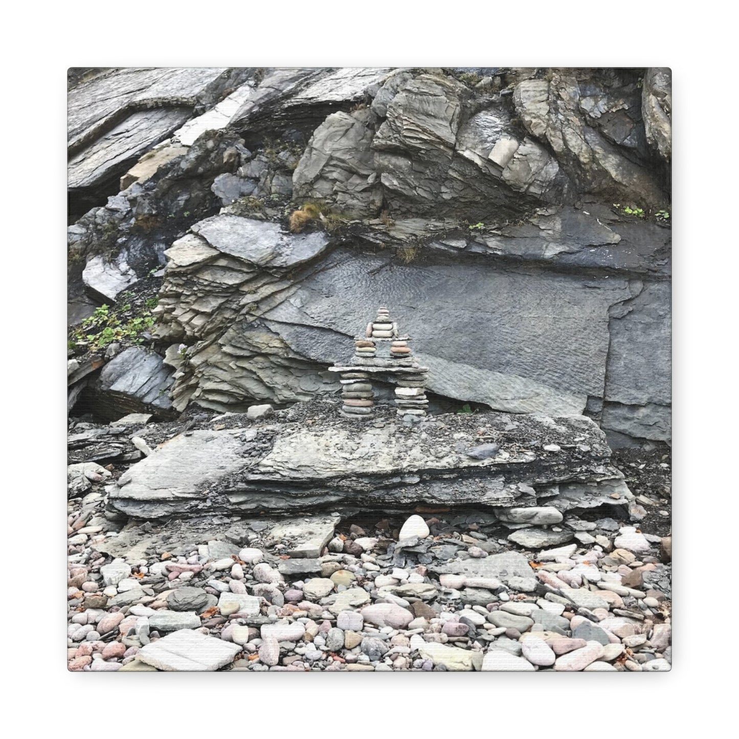 Nature-Inspired Stretched Canvas Art - Tranquil Rock Tower Design