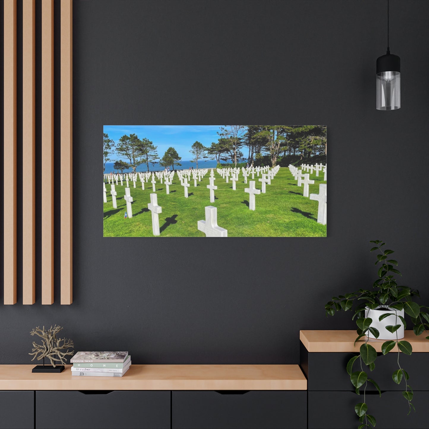 Memorial Canvas Print - Serene Cemetery Scene for Remembrance Normandy American Cemetery