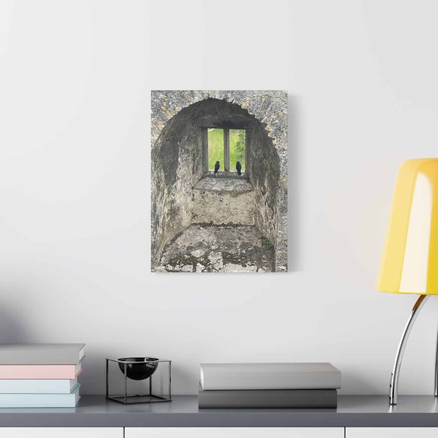 Nature-Inspired Matte Canvas Art - Black Birds by Window - Home Decor