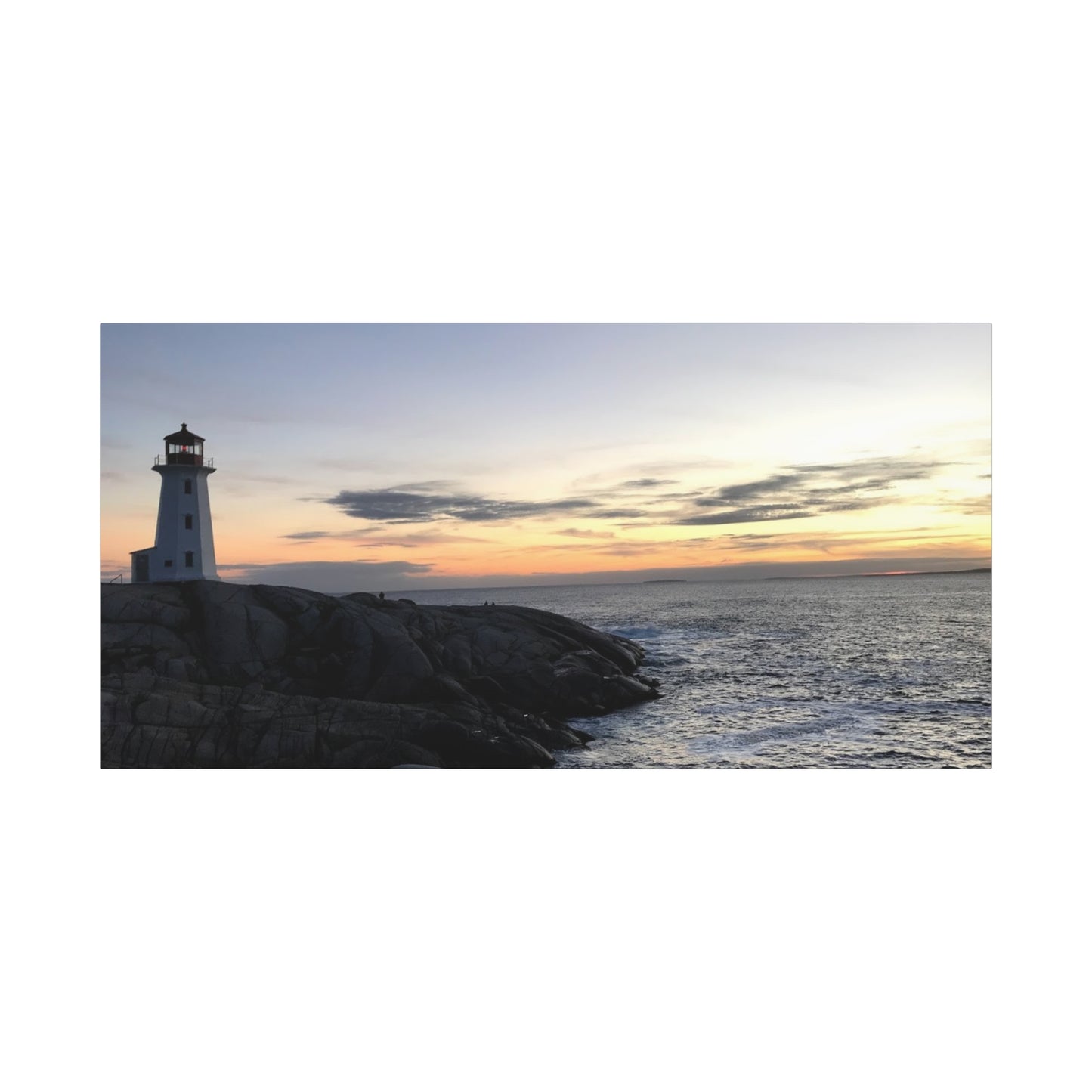 Sunset Lighthouse Canvas Print - Coastal Decor for Beach Lovers Peggys Cove