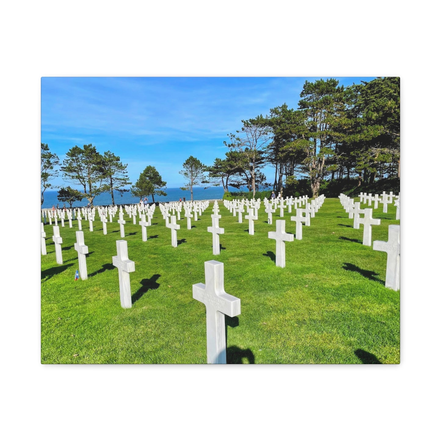 Memorial Canvas Print - Serene Cemetery Scene for Remembrance Normandy American Cemetery