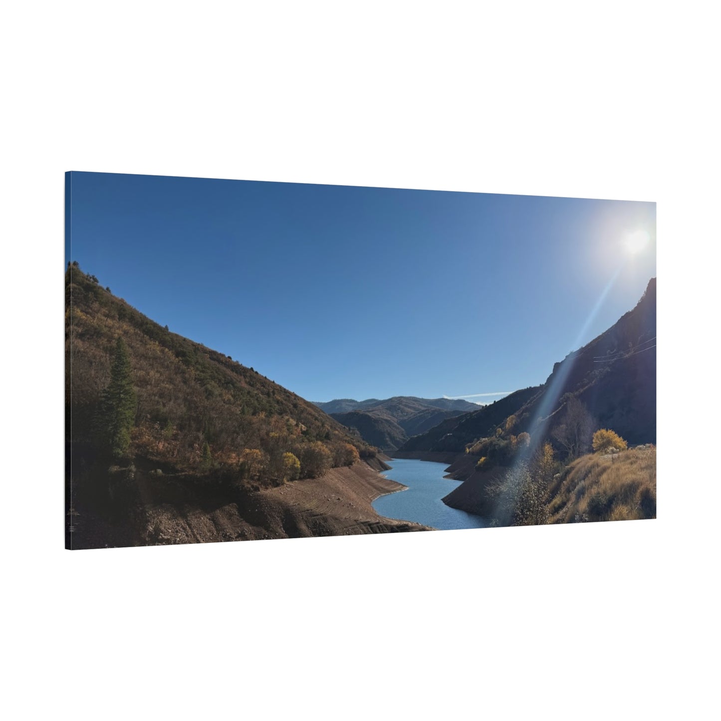 Scenic Landscape Canvas Wall Art – Tranquil Mountain River Design