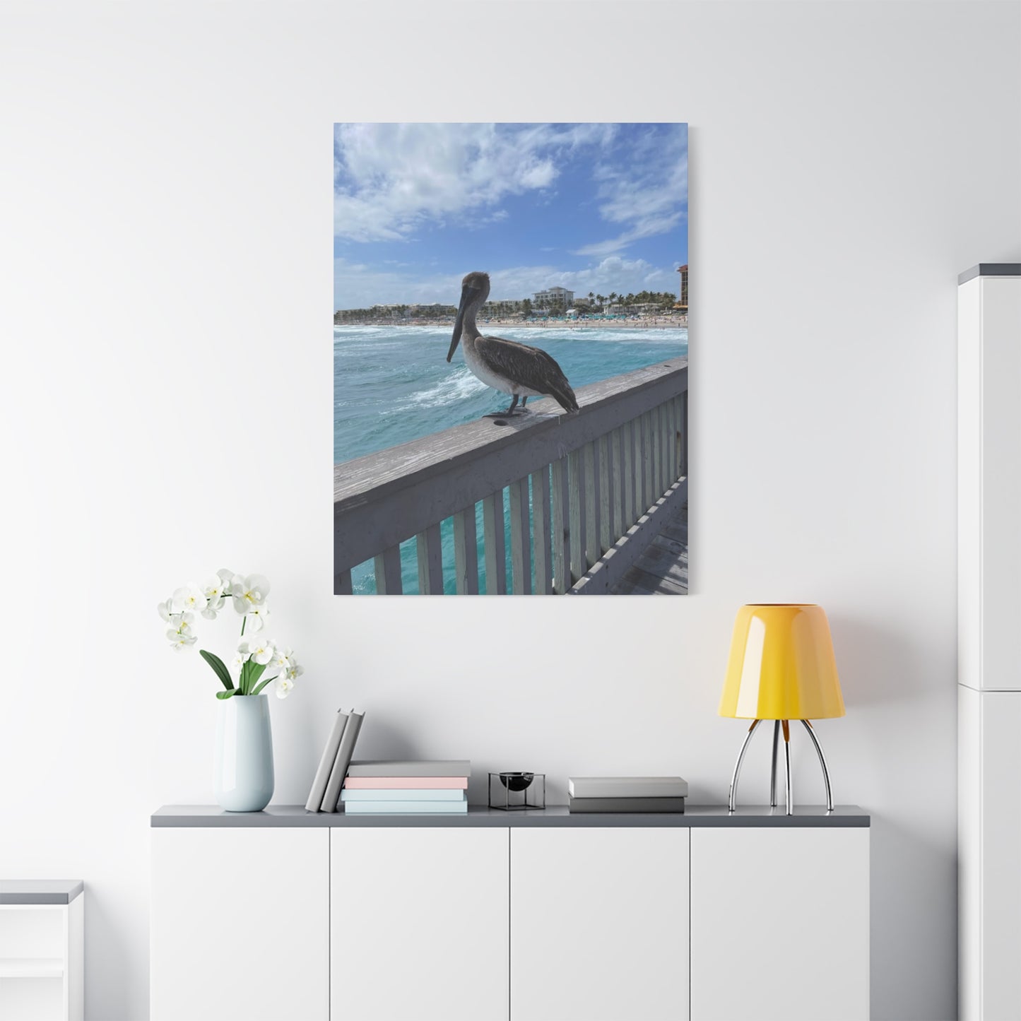 Coastal Serenity Pelican Canvas Print - 1.25" Stretched Wall Art