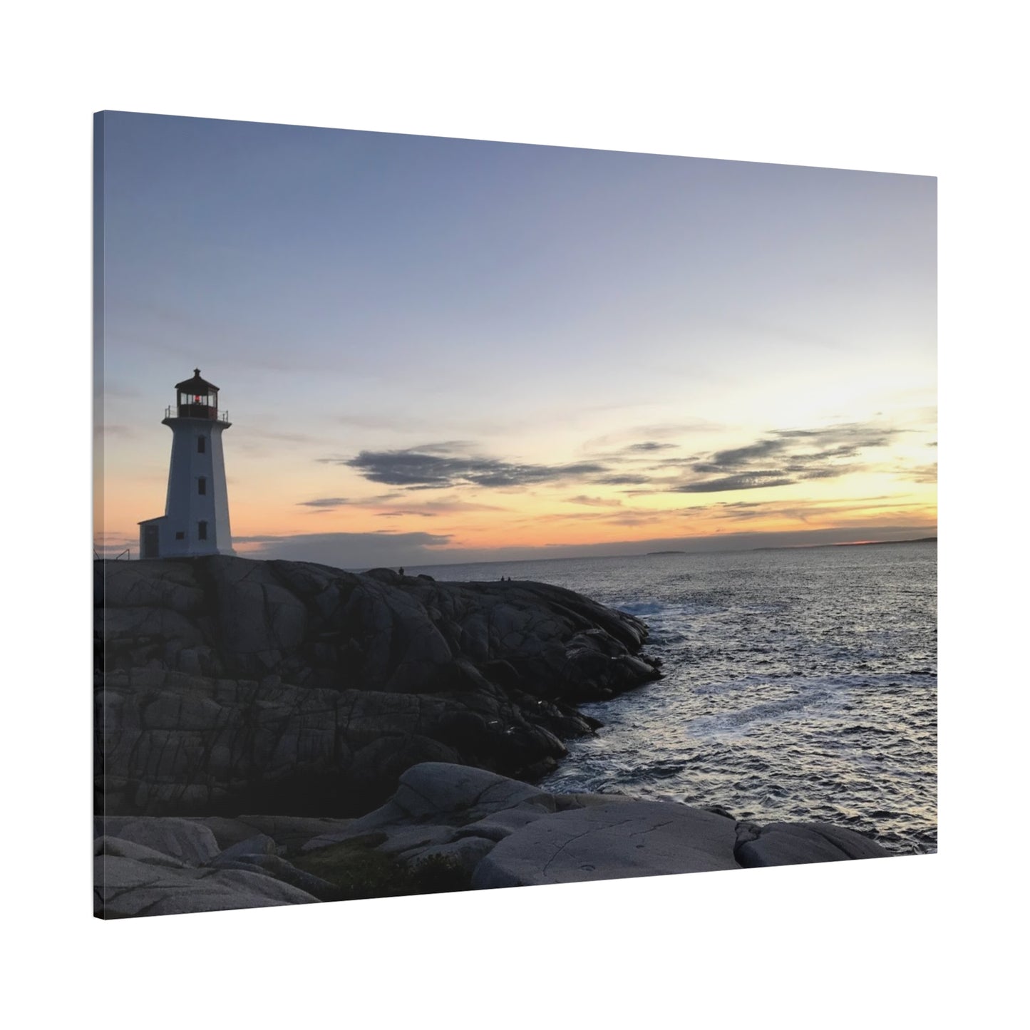 Sunset Lighthouse Canvas Print - Coastal Decor for Beach Lovers Peggys Cove