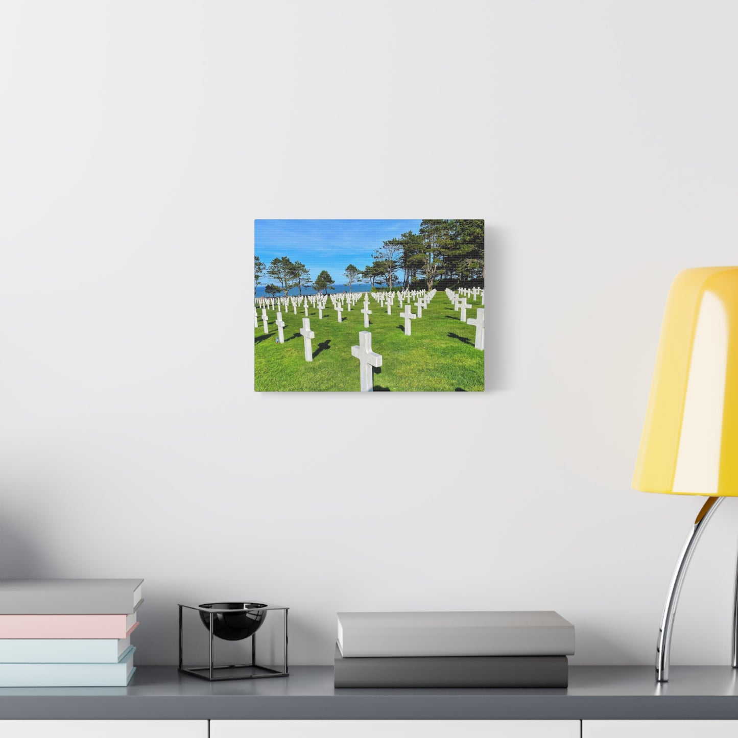 Memorial Canvas Print - Serene Cemetery Scene for Remembrance Normandy American Cemetery