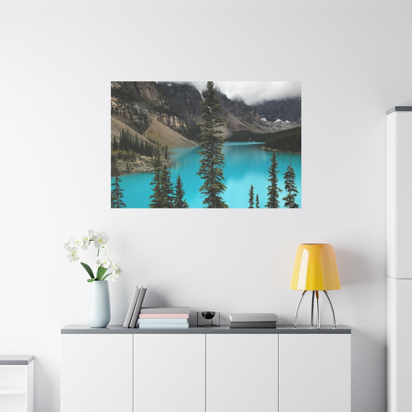 Scenic Landscape Canvas Wall Art - Tranquil Mountain Lake Decor