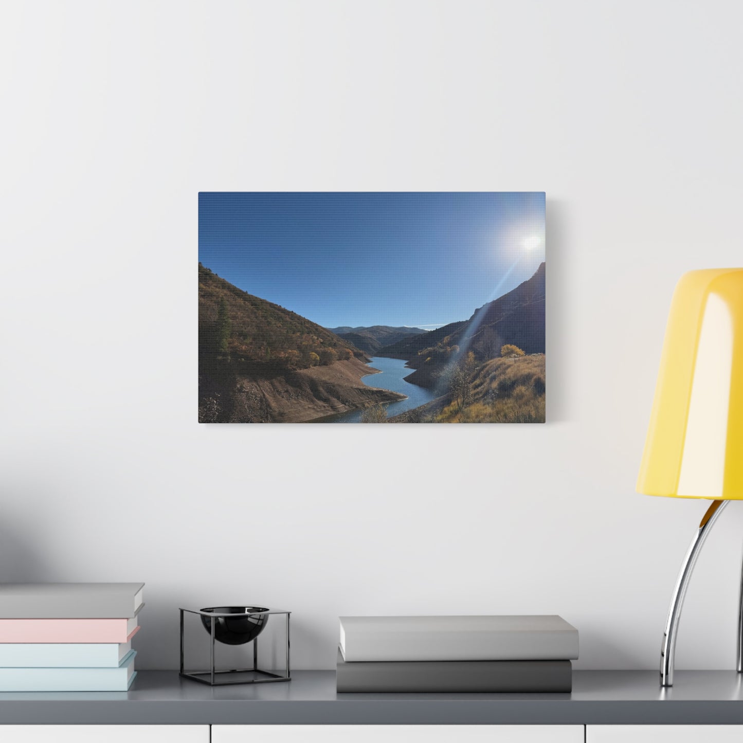 Scenic Landscape Canvas Wall Art – Tranquil Mountain River Design
