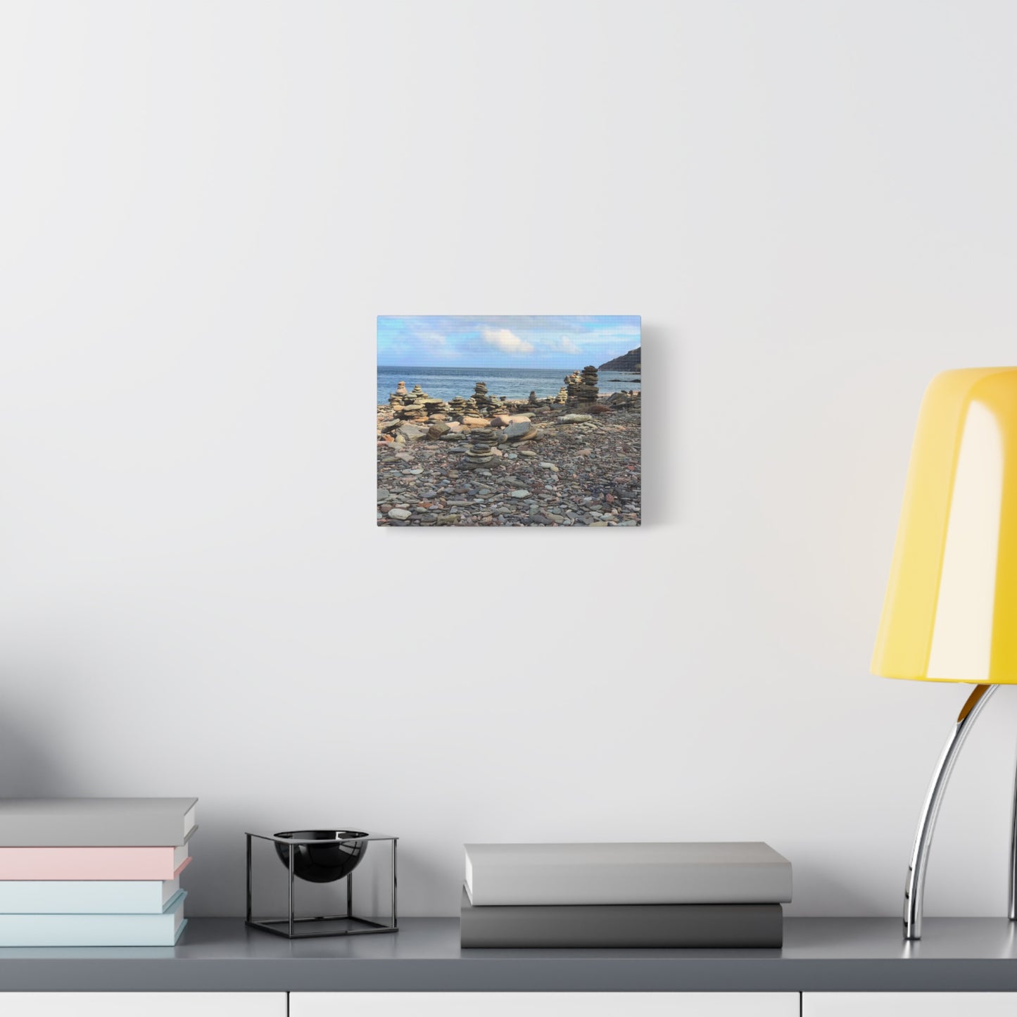 Nature-Inspired Wall Art Canvas Print - Tranquil Beach Stack Stones Decor