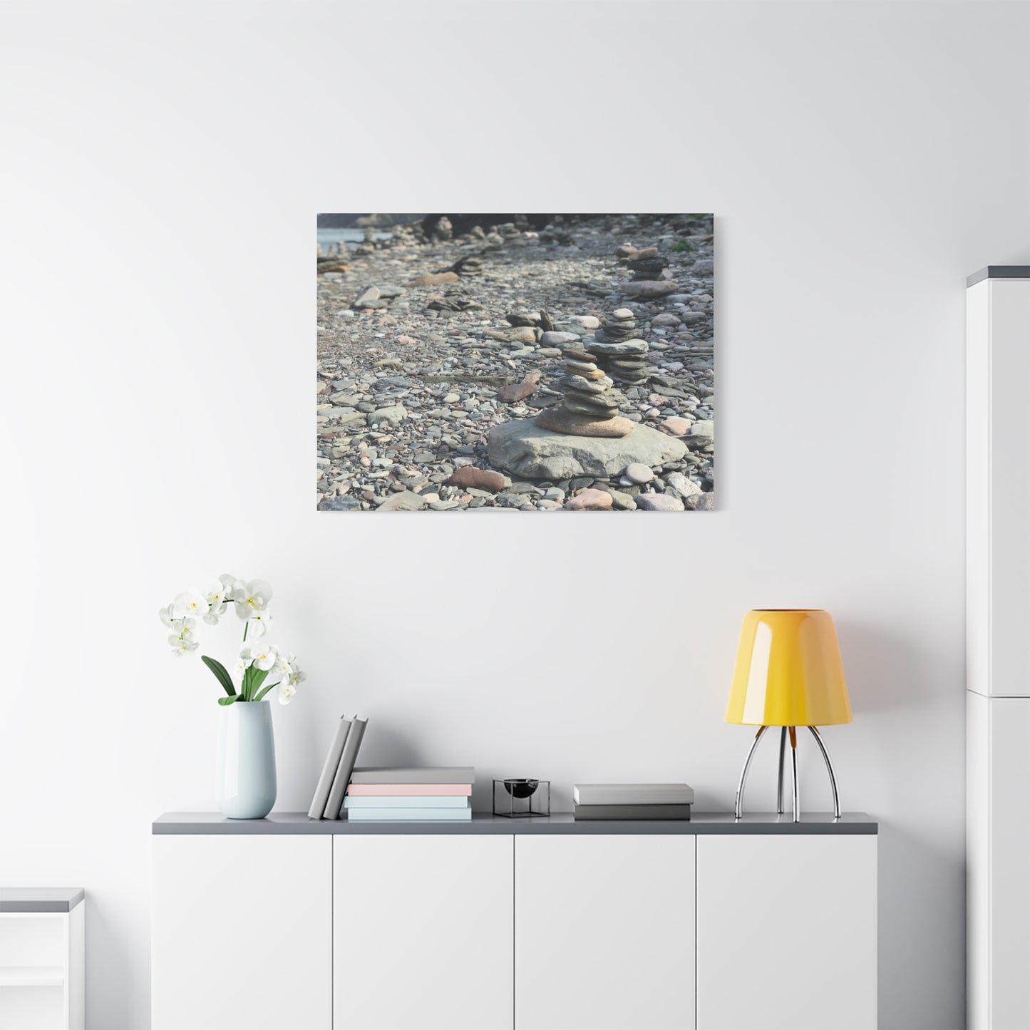 Serene Rock Balancing Canvas Art - 1.25" Matte Stretched Wall Décor