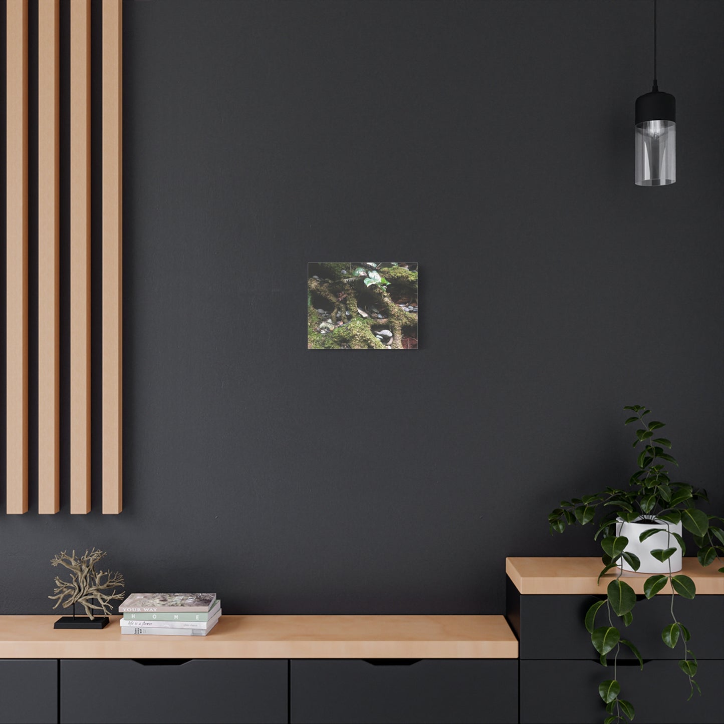 Nature-Inspired Matte Canvas Wall Art - Serene Root and Stone Design