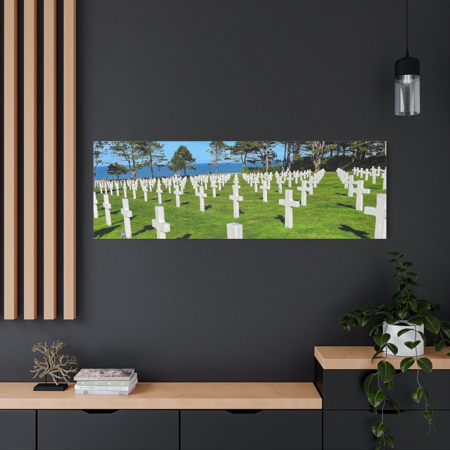 Memorial Canvas Print - Serene Cemetery Scene for Remembrance Normandy American Cemetery
