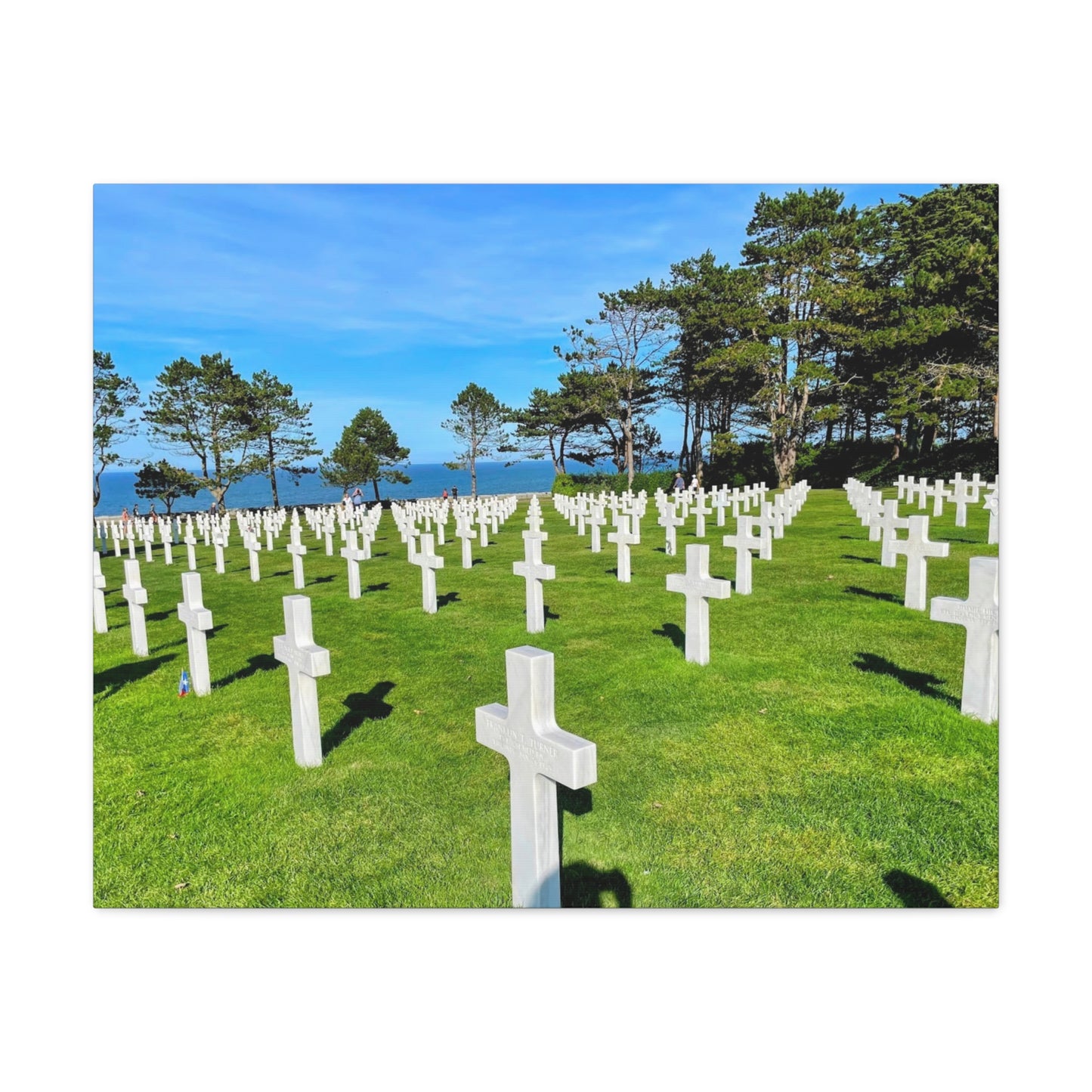 Memorial Canvas Print - Serene Cemetery Scene for Remembrance Normandy American Cemetery