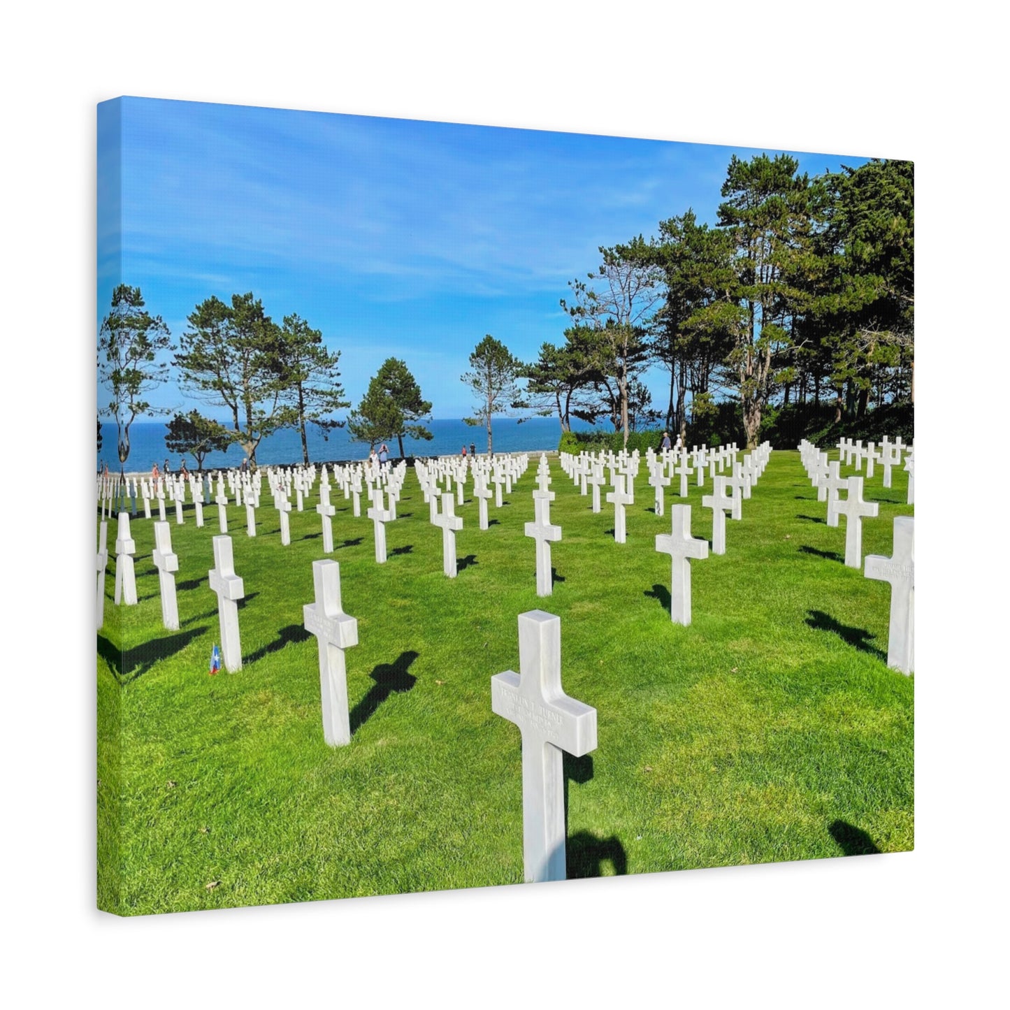 Memorial Canvas Print - Serene Cemetery Scene for Remembrance Normandy American Cemetery