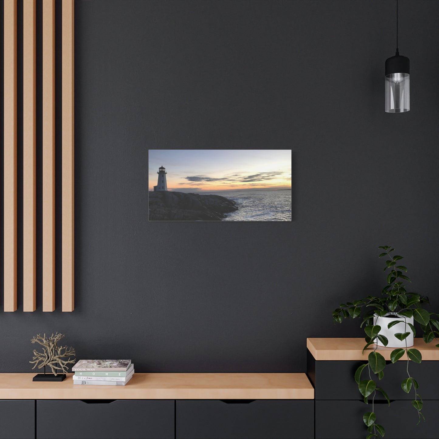 Sunset Lighthouse Canvas Print - Coastal Decor for Beach Lovers Peggys Cove