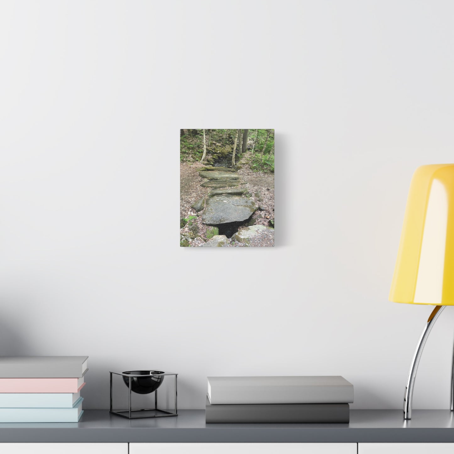 Nature-Inspired Stretched Canvas Art - Serene Stream Pathway Décor