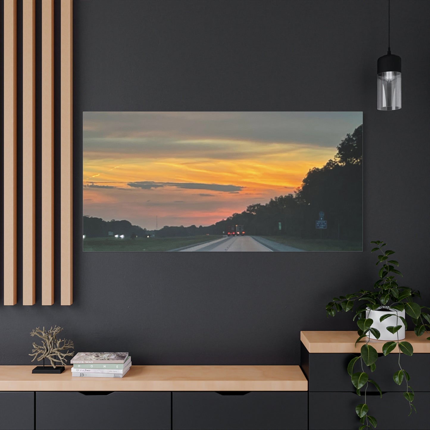 Sunset Roadway Canvas Print - Matte Stretched Artwork