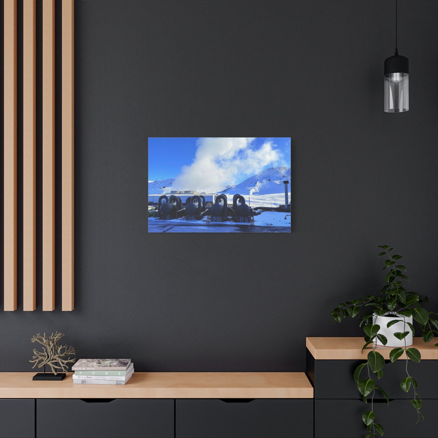 Industrial Landscape Canvas Print - 1.25" Stretched Art Iceland Hydroelectric plant