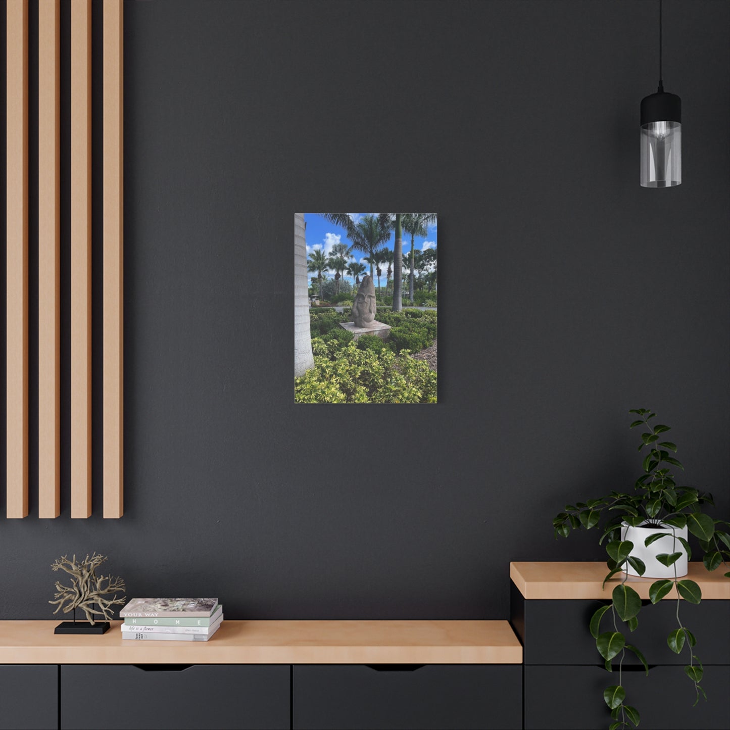 Nature-Inspired Stretched Canvas Art - Tranquil Garden Sculpture