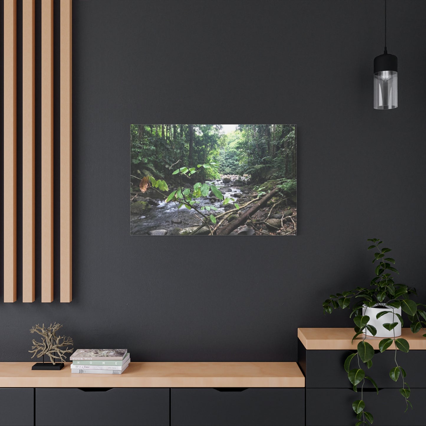 Nature-Inspired Matte Canvas Wall Art - Serene River Scene