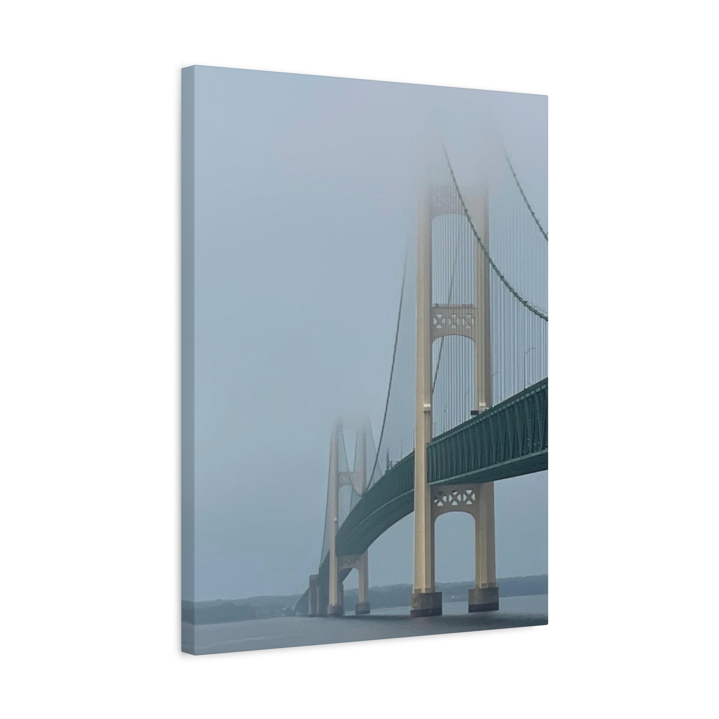 Foggy Bridge Art Canvas - 1.25" Stretched Wall Decor Mackinac