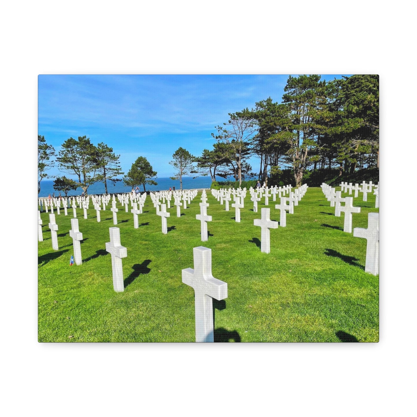 Memorial Canvas Print - Serene Cemetery Scene for Remembrance Normandy American Cemetery