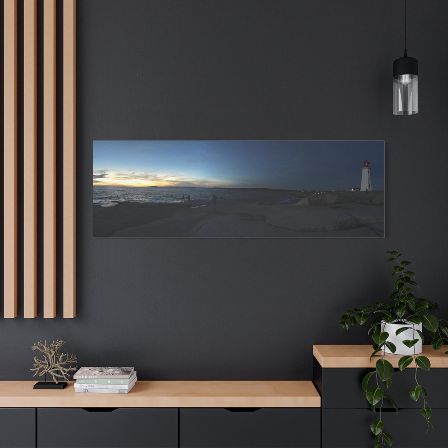 Stretched Canvas Art Print - Scenic Lighthouse Sunset Peggys Cove