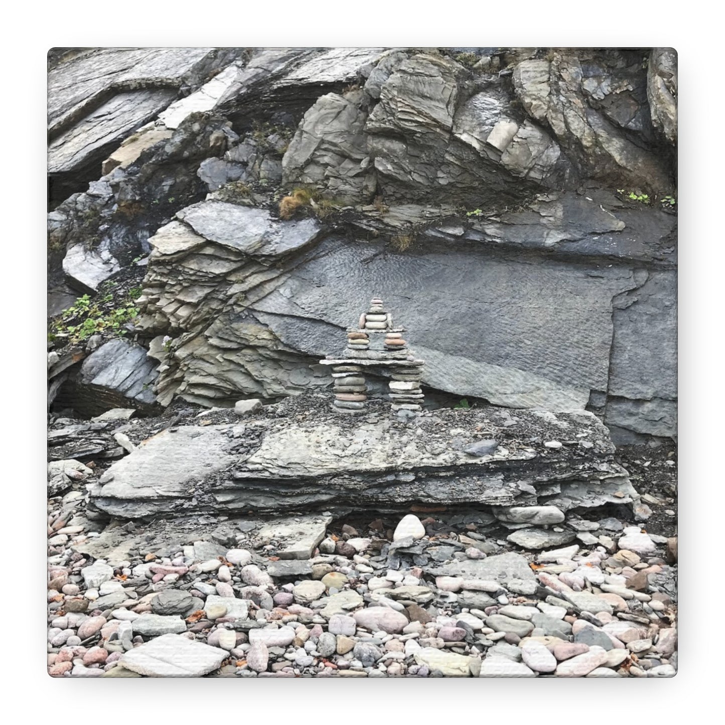 Nature-Inspired Stretched Canvas Art - Tranquil Rock Tower Design