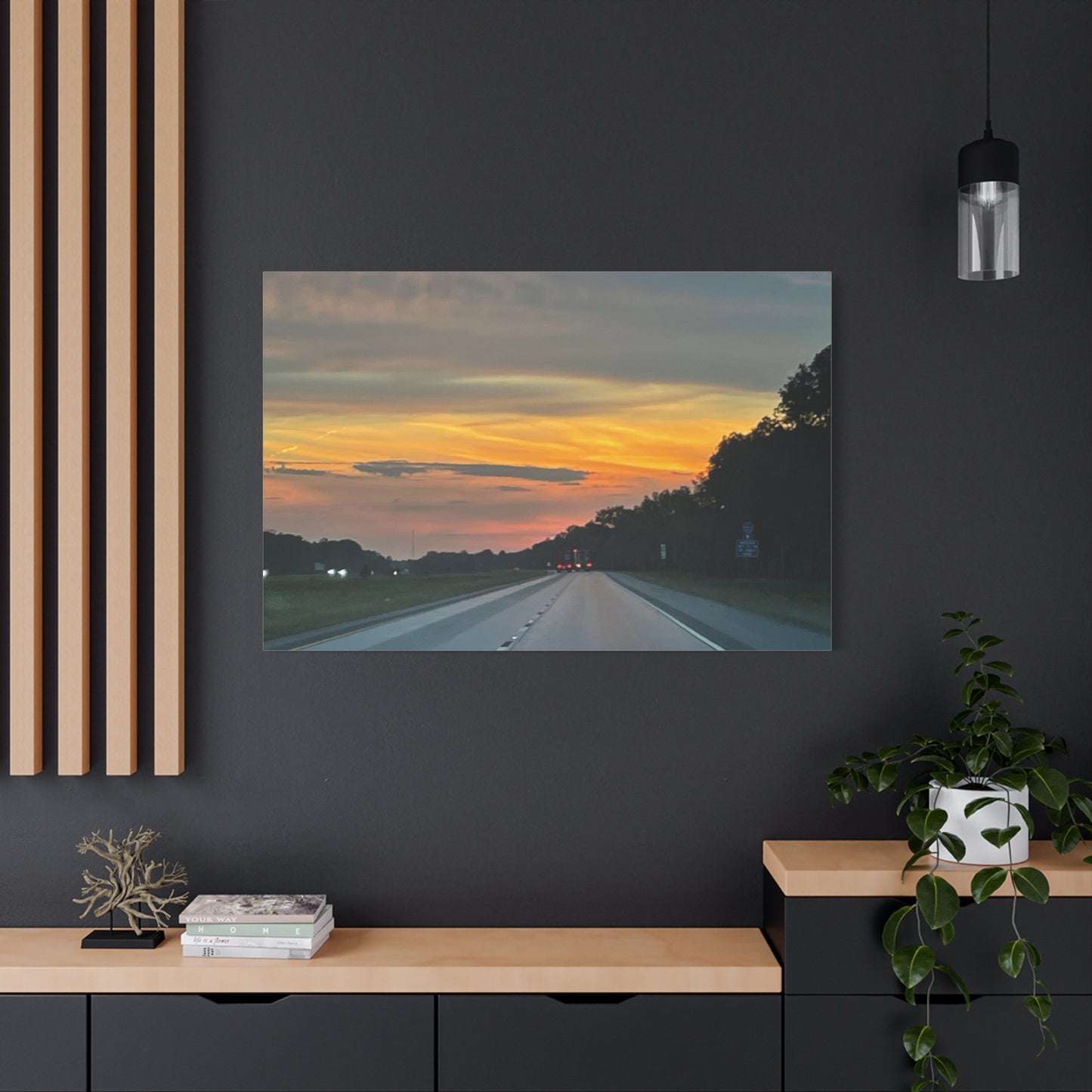 Sunset Roadway Canvas Print - Matte Stretched Artwork