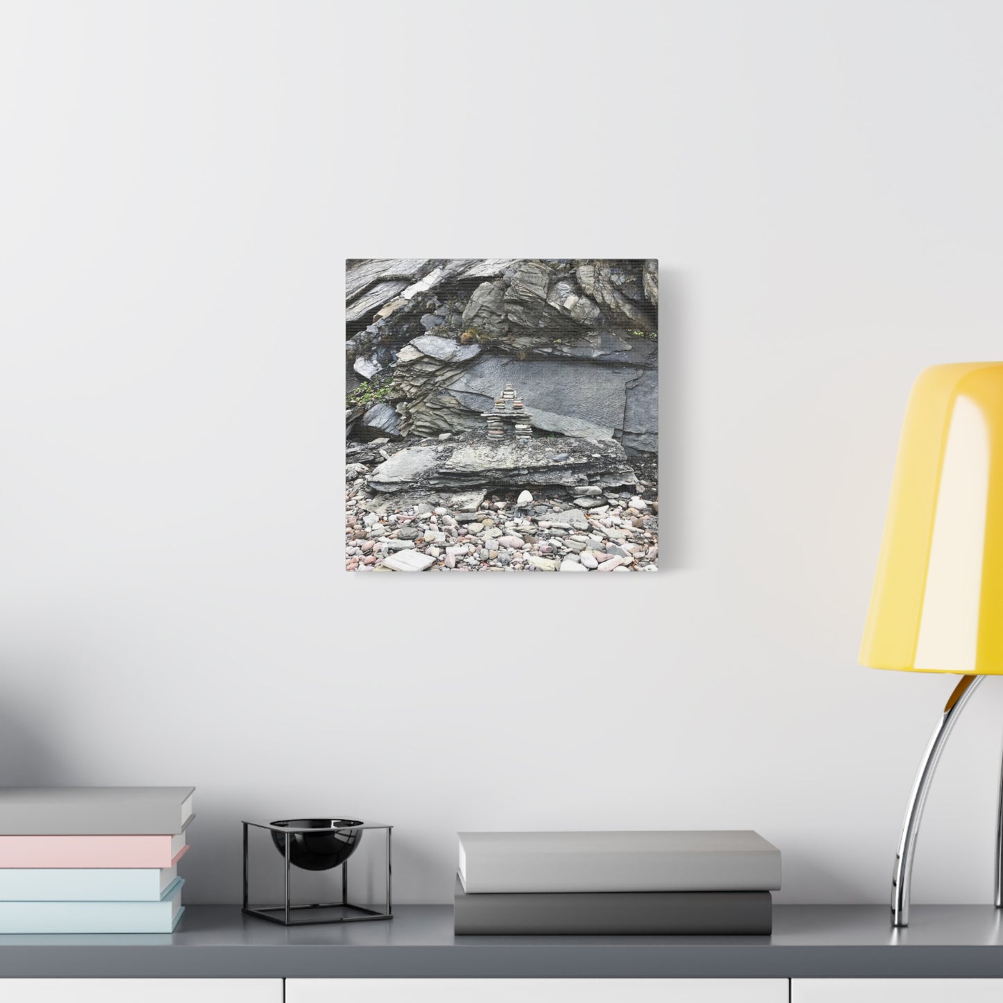 Nature-Inspired Stretched Canvas Art - Tranquil Rock Tower Design