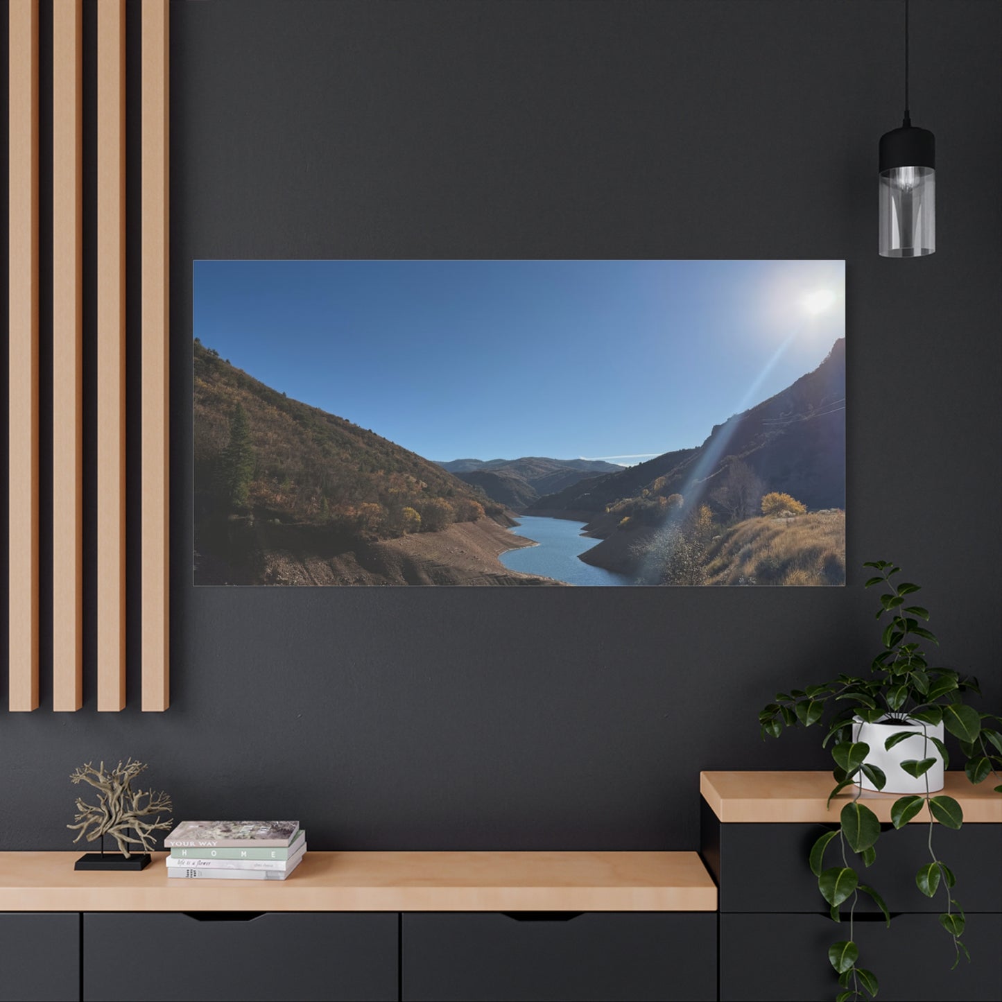 Scenic Landscape Canvas Wall Art – Tranquil Mountain River Design