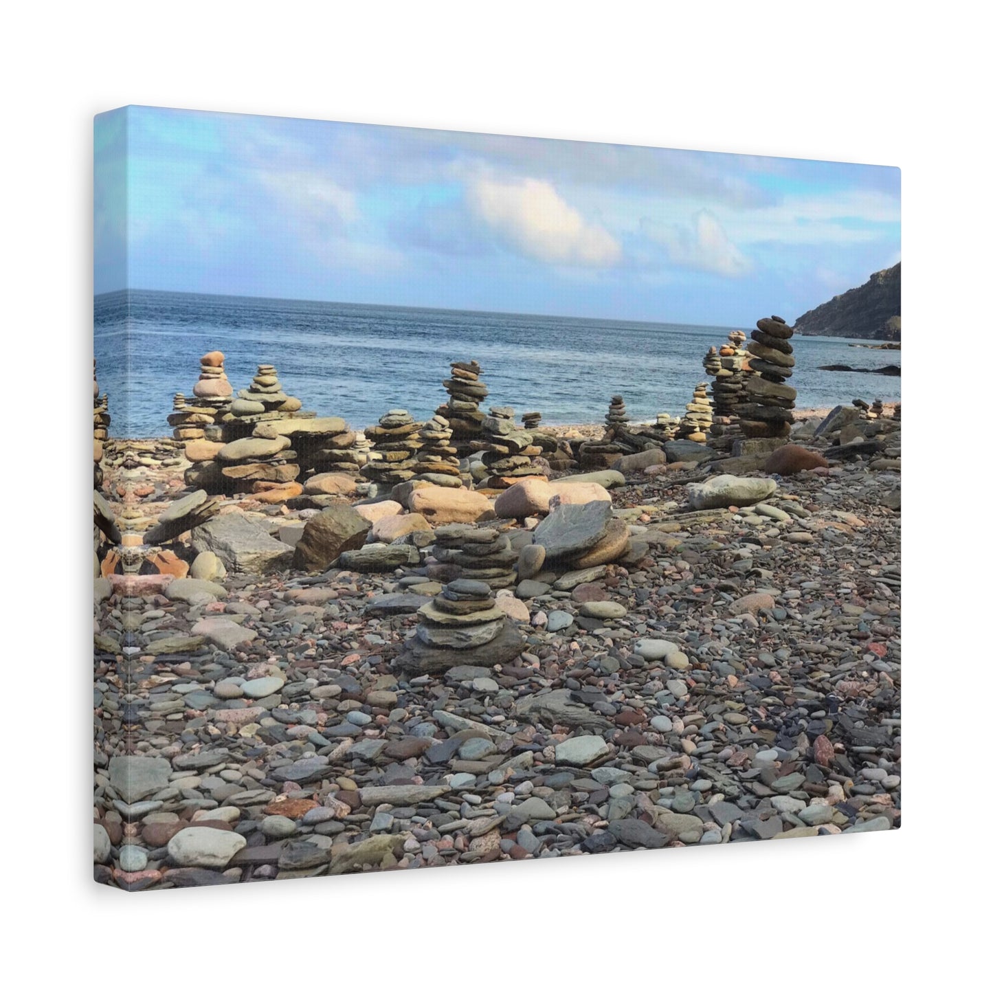 Nature-Inspired Wall Art Canvas Print - Tranquil Beach Stack Stones Decor