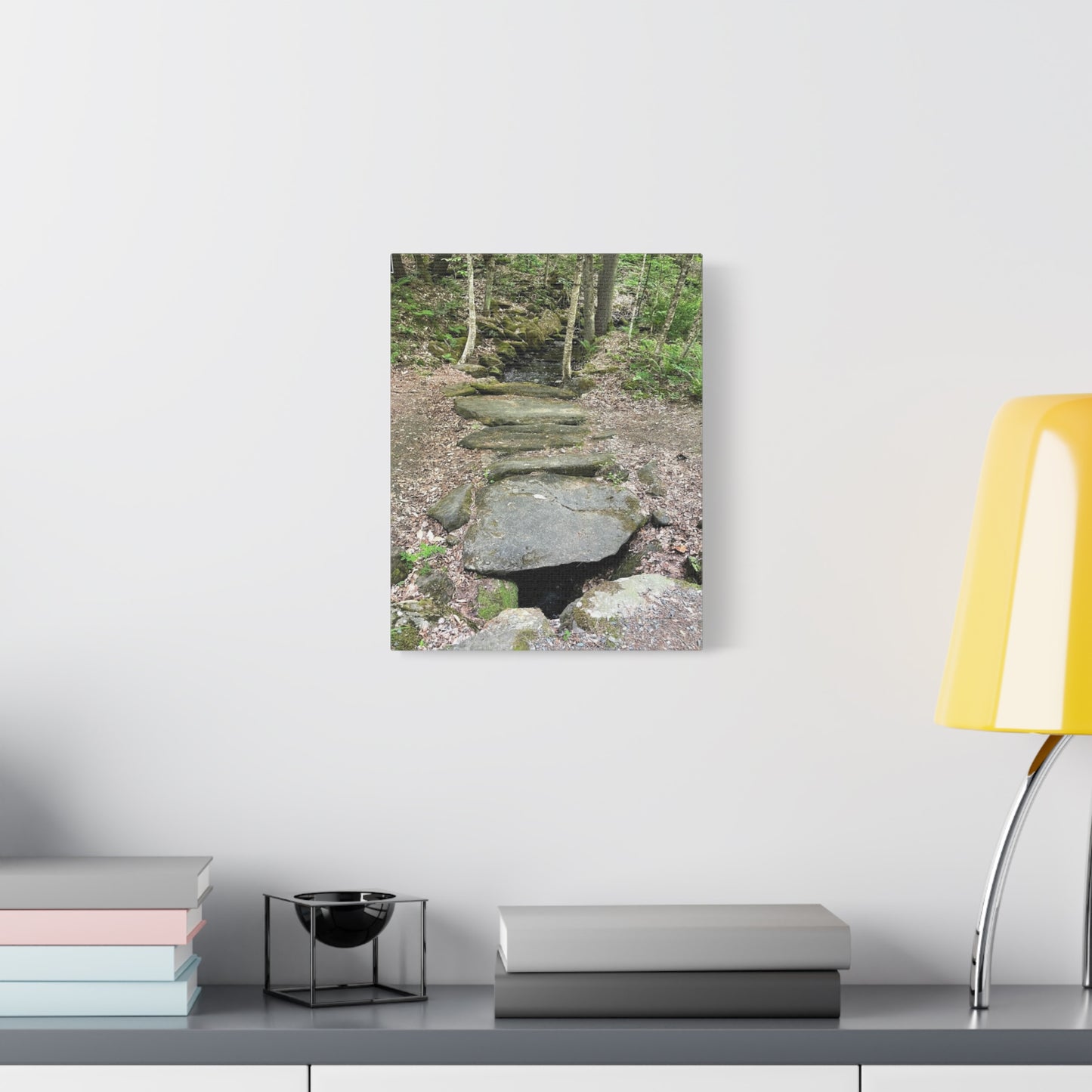 Nature-Inspired Stretched Canvas Art - Serene Stream Pathway Décor