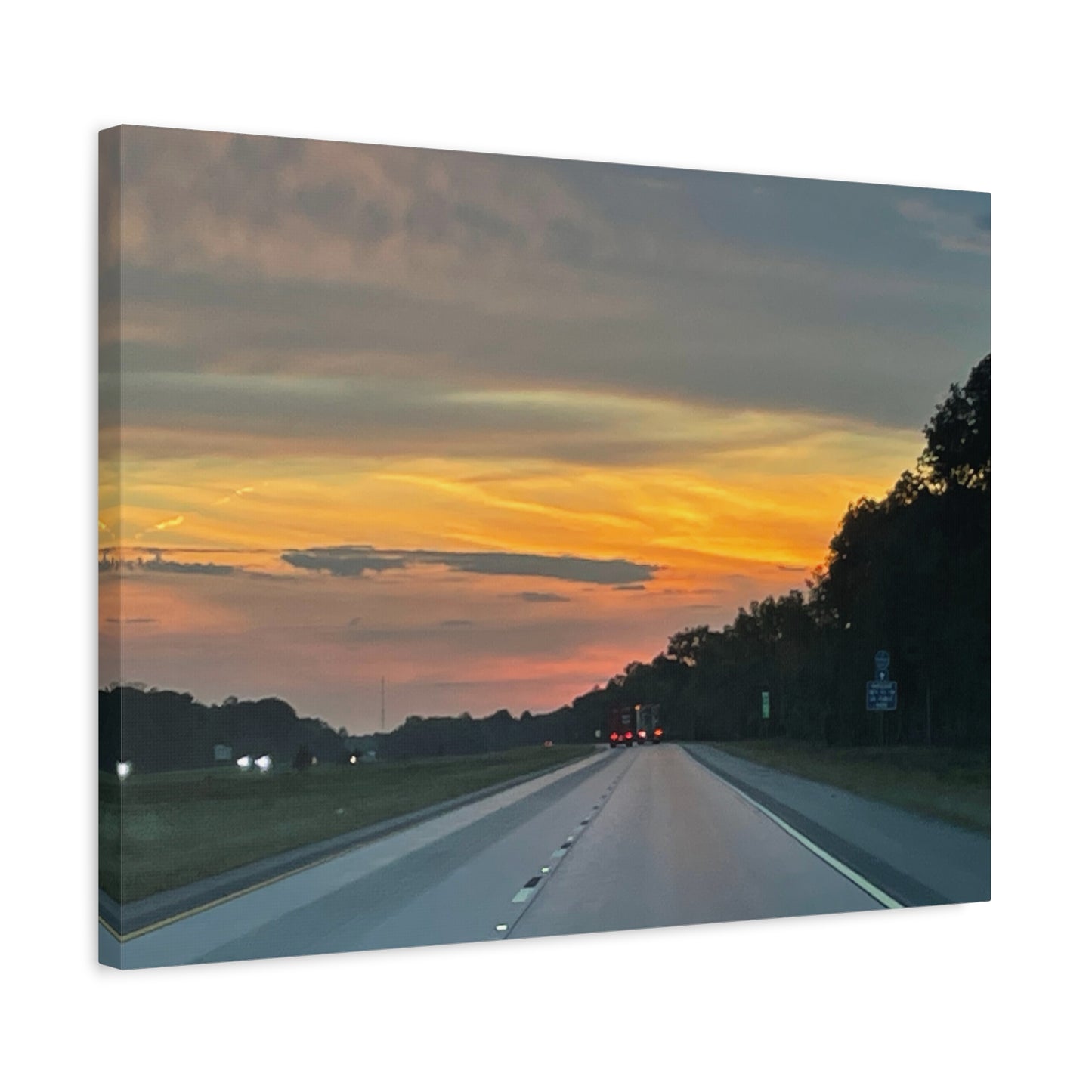 Sunset Roadway Canvas Print - Matte Stretched Artwork