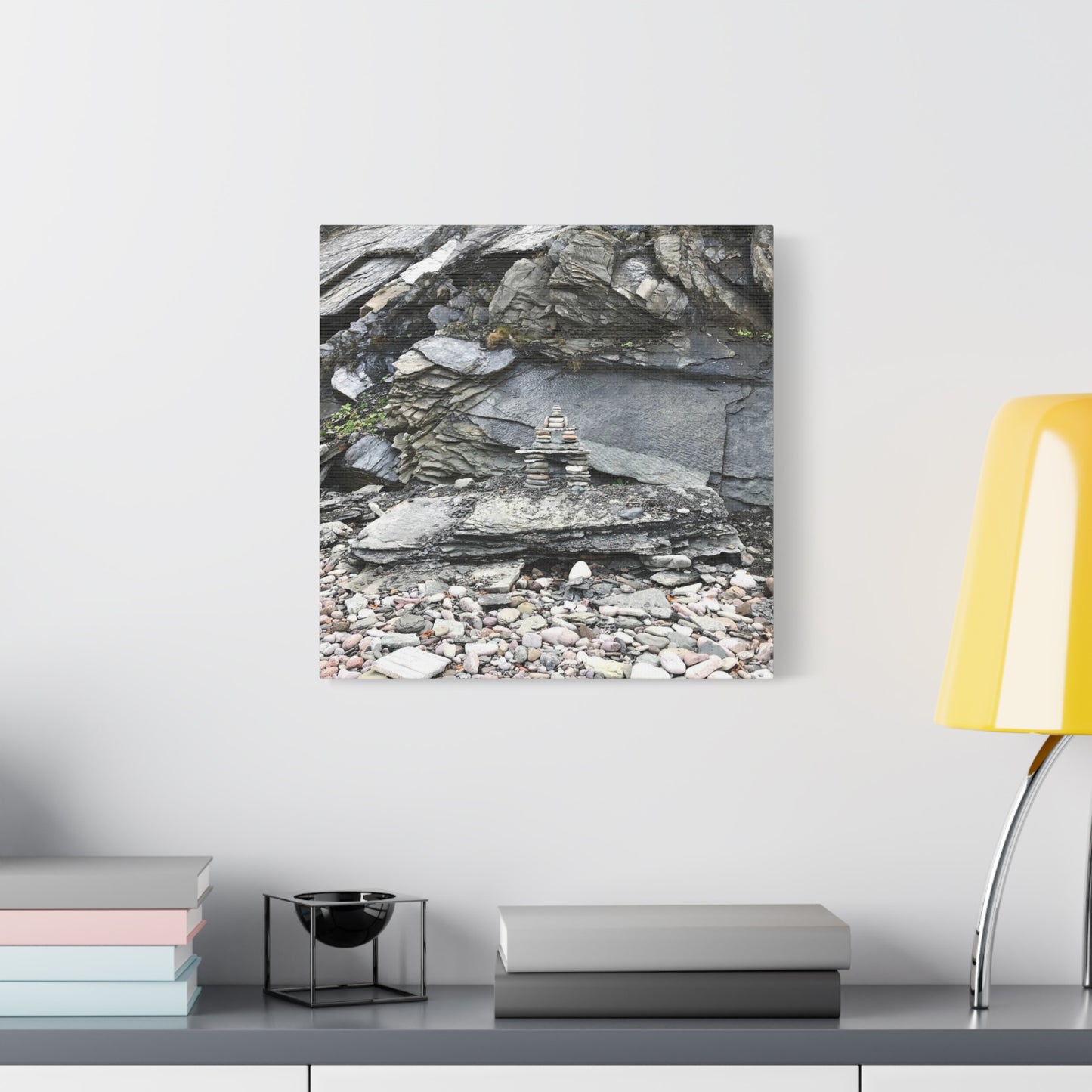 Nature-Inspired Stretched Canvas Art - Tranquil Rock Tower Design