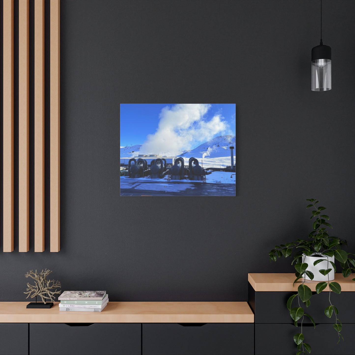 Industrial Landscape Canvas Print - 1.25" Stretched Art Iceland Hydroelectric plant